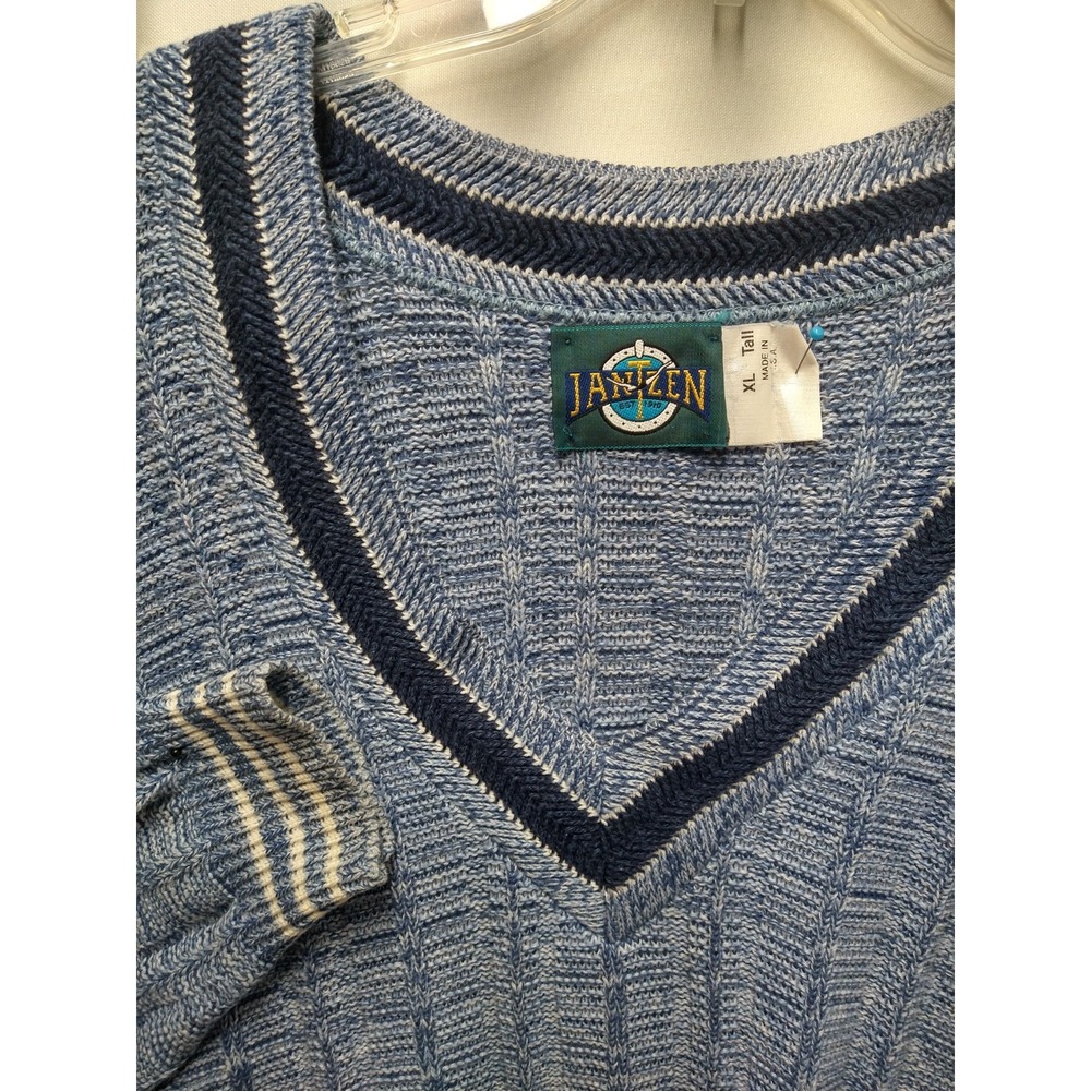 Men's JANTZEN Preppy Sweater‎ BLUE V NECK - XL Tall - Picture 4 of 5